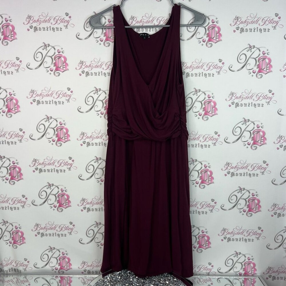 Plum dress long Vneck deep wine 🍷 red Elegant Burgundy Women's Dress